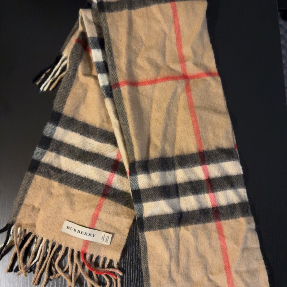 Burberry Tan Plaid Scarf